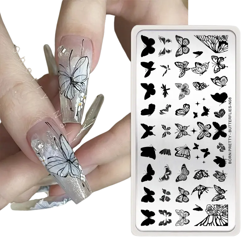 BORN PRETTY Pochoir Papillons