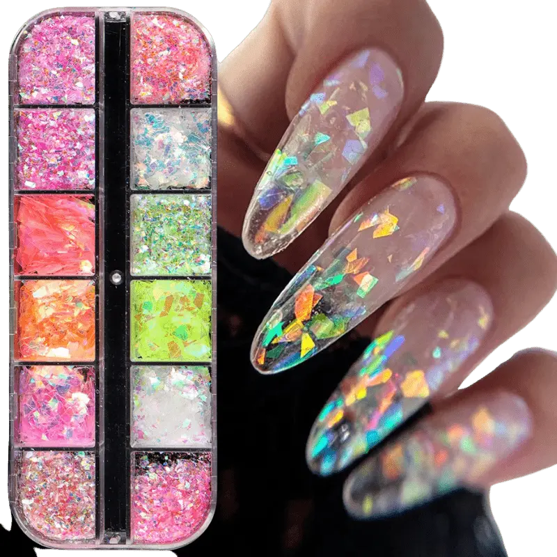 Kit Déco Glitter Flakes Nail Art - Glam'ongle
