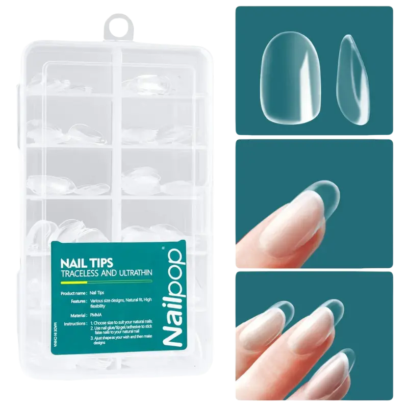 Lot de 120 faux ongles en gel ovale