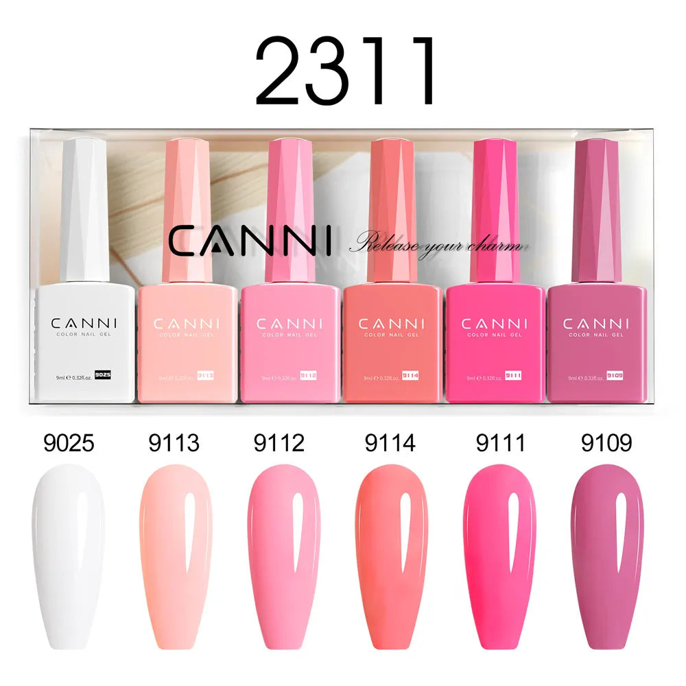 6pcs*9ml HEMA TPO FREE Nail Gel Polish CANNI Semi Permanent Jelly Pink Nude Color Gel Varnish Great Coverage UV LED Lacquer Glam'ongle 6pcs*9ml HEMA TPO FREE Nail Gel Polish CANNI Semi Permanent Jelly Pink Nude Color Gel Varnish Great Coverage UV LED Lacquer