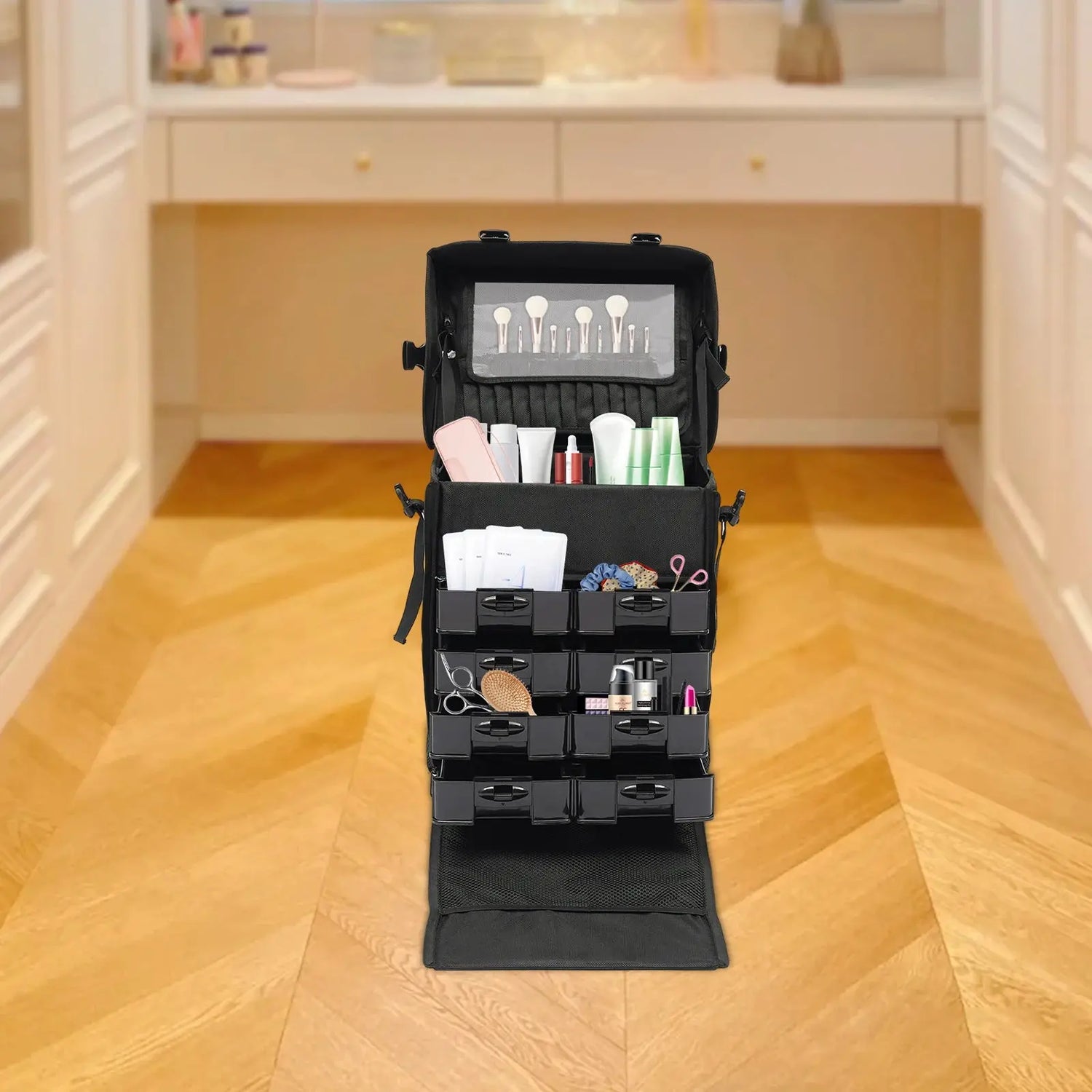 Valise de maquillage à roulettes, valise de voyage à roulettes, valise de maquillage portable Glam'ongle Valise de maquillage à roulettes, valise de voyage à roulettes, valise de maquillage portable