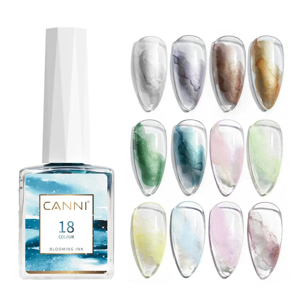 CANNI 9ml Blooming Nail Polish Air Dry Watercolor Marble Gel Nail Liquid Venalisa Smoke Bubble Varnish Gradient Painting Ink Glam'ongle CANNI 9ml Blooming Nail Polish Air Dry Watercolor Marble Gel Nail Liquid Venalisa Smoke Bubble Varnish Gradient Painting Ink