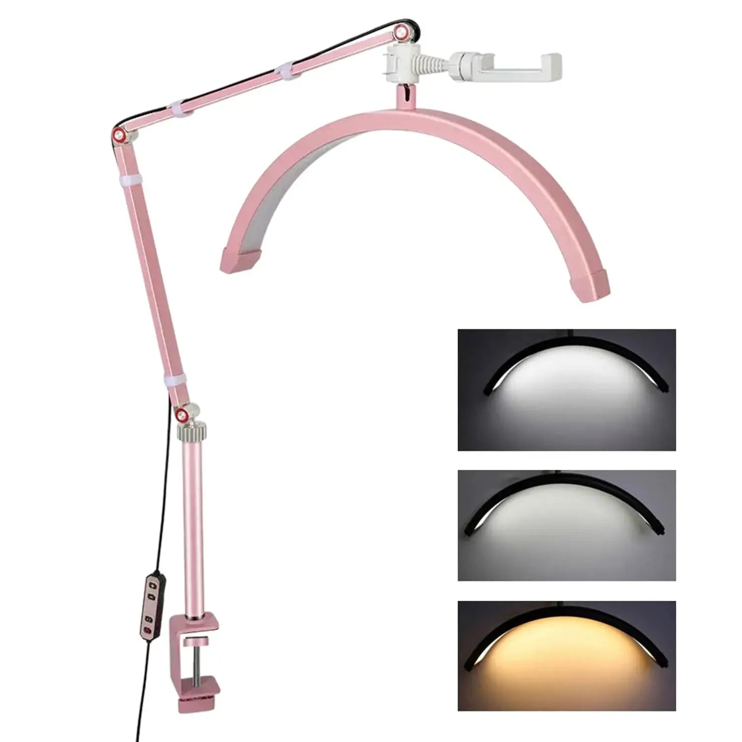 Lampe LED demi-lune pour ongles, 40 cm, support pour téléphone, idéal pour salon de beauté, tatouage, cils, sourcils, soins de la peau Glam'ongle Lampe LED demi-lune pour ongles, 40 cm, support pour téléphone, idéal pour salon de beauté, tatouage, cils, sourcils, soins de la peau