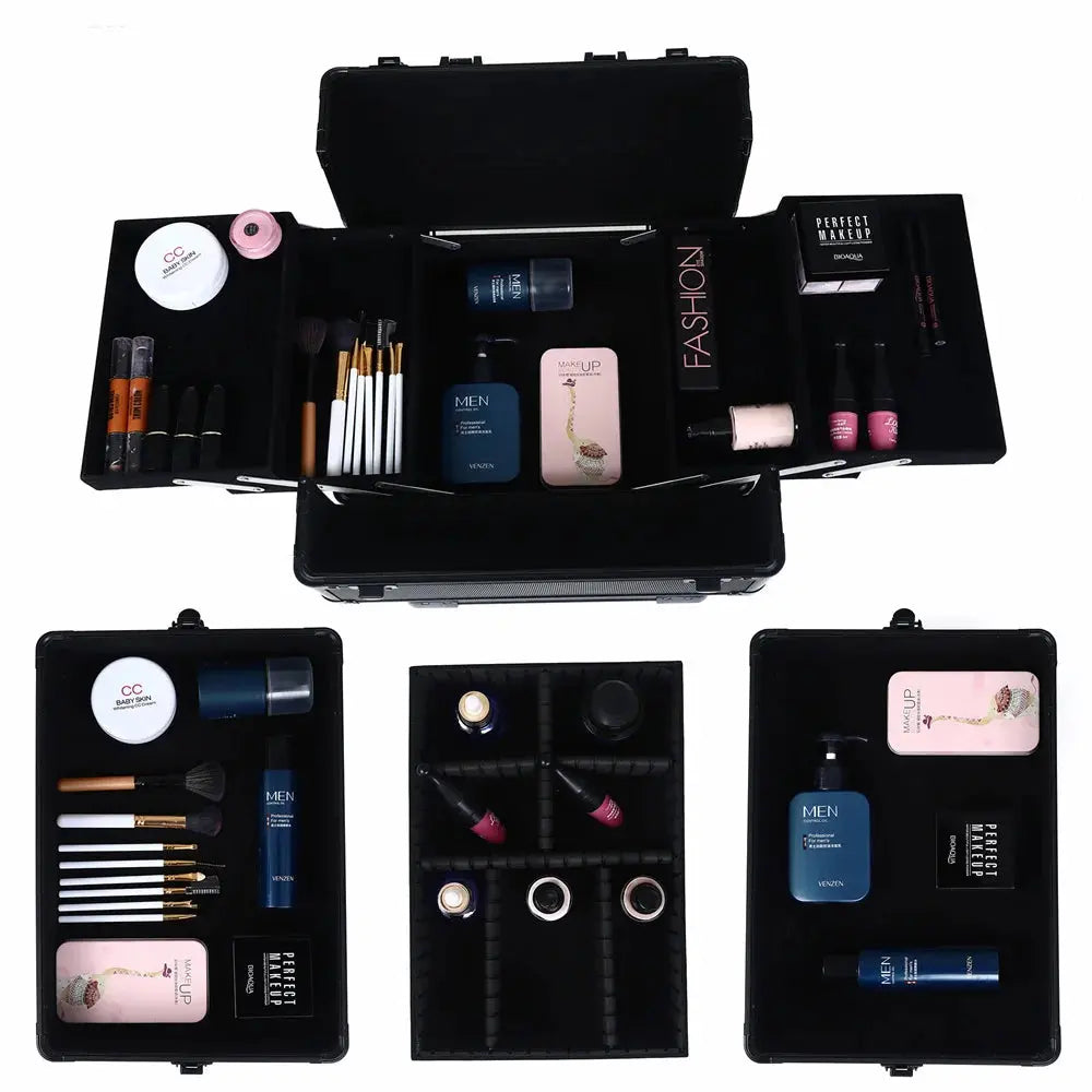Valise à cosmétiques professionnelle grande capacité pour maquillage, tatouage, coiffure, beauté, valise à roulettes multicouches, boîte à outils Glam'ongle Valise à cosmétiques professionnelle grande capacité pour maquillage, tatouage, coiffure, beauté, valise à roulettes multicouches, boîte à outils