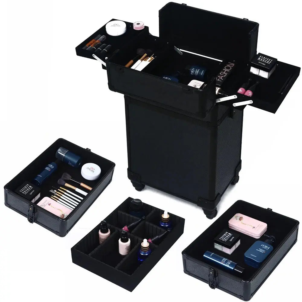 Valise à cosmétiques professionnelle grande capacité pour maquillage, tatouage, coiffure, beauté, valise à roulettes multicouches, boîte à outils Glam'ongle Valise à cosmétiques professionnelle grande capacité pour maquillage, tatouage, coiffure, beauté, valise à roulettes multicouches, boîte à outils