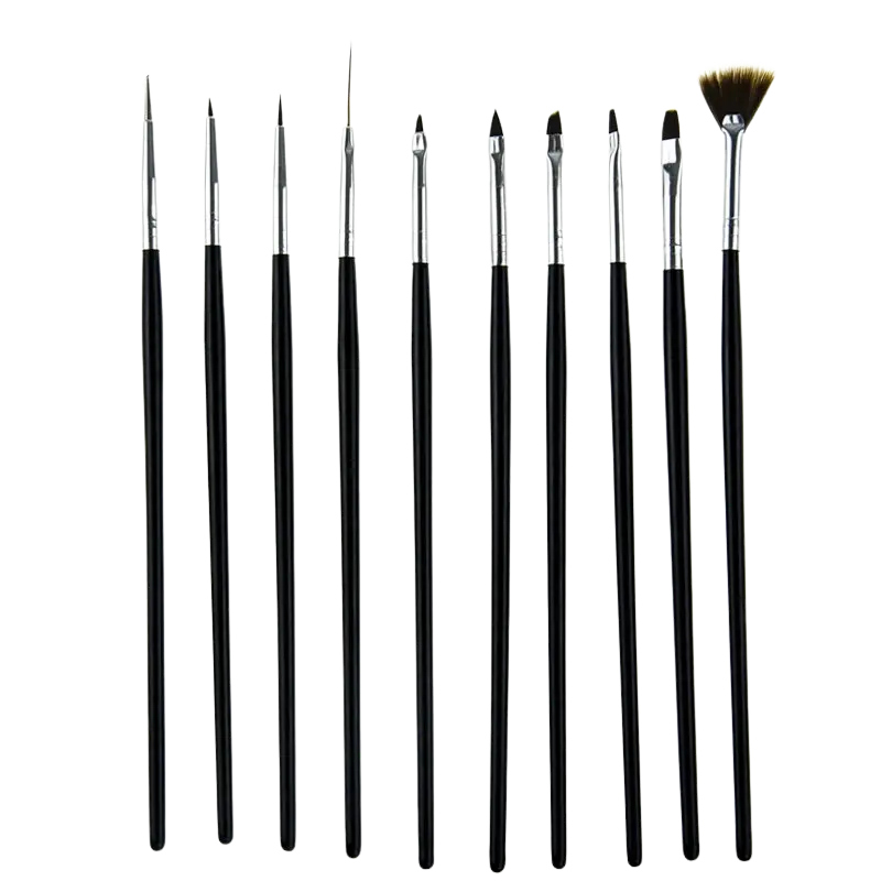 Set de Pinceaux Nail Art Noir - Glam'ongle