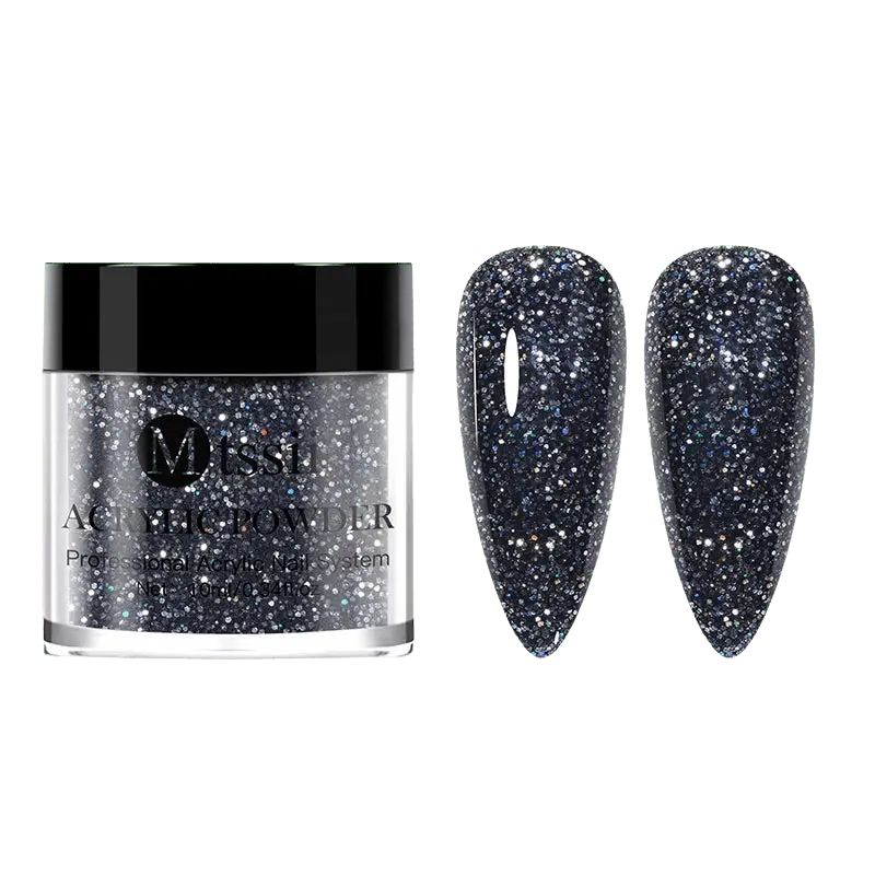 Poudre Acrylique Noir Pailletée - MTSSI - Glam'ongle